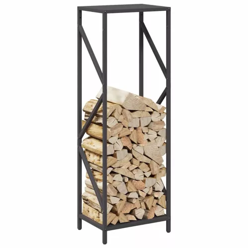 Fekete hidegen hengerelt acél tűzifatároló 34x25x100 cm