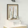 Fürdőszobai tükör polcokkal Fekete 50 x 12 x 60 cm Faanyag