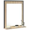 Fürdőszobai tükör polcokkal Fekete 50 x 12 x 60 cm Faanyag