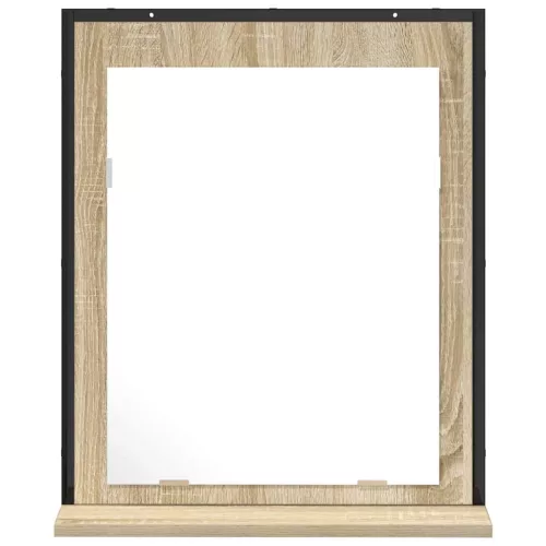 Fürdőszobai tükör polcokkal Fekete 50 x 12 x 60 cm Faanyag