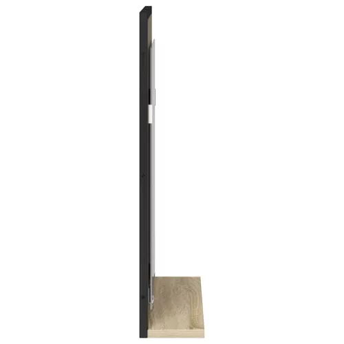 Fürdőszobai tükör polcokkal Fekete 50 x 12 x 60 cm Faanyag