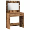 Sminkasztal fiókkal tükörrel Öreg fa 78.5 x 41 x 135 cm Faanyag