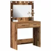 Sminkasztal fiókkal tükörrel Öreg fa 78.5 x 41 x 135 cm Faanyag
