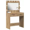 Sminkasztal fiókkal kézműves tölgy 78.5 x 41 x 135 cm Faanyag