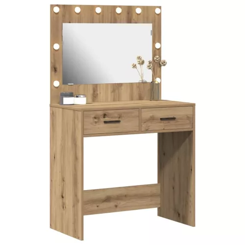 Sminkasztal fiókkal kézműves tölgy 78.5 x 41 x 135 cm Faanyag
