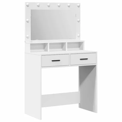 Sminktükör fiókkal polcokkal Fehér 79 x 41 x 135 cm Faanyag