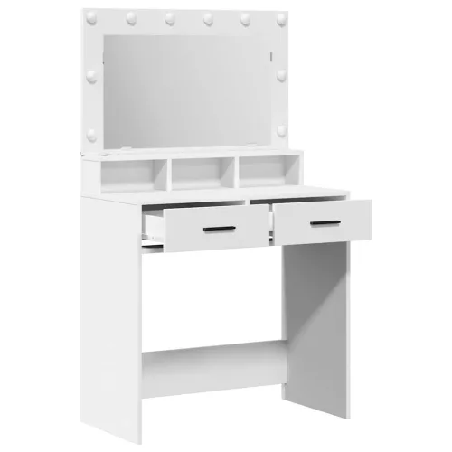 Sminktükör fiókkal polcokkal Fehér 79 x 41 x 135 cm Faanyag