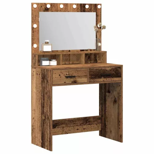 Sminktükör fiókkal polcokkal Régi fa 79 x 41 x 135 cm Faanyag