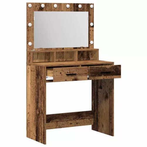 Sminktükör fiókkal polcokkal Régi fa 79 x 41 x 135 cm Faanyag