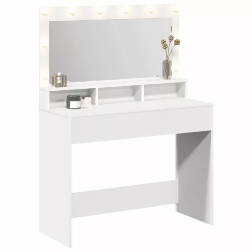 Sminkasztal polcokkal tárolóval Fehér 100 x 41 x 135 cm Faanyag