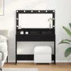 Sminkasztal polcokkal Musta tammi 100 x 41 x 135 cm Faanyag