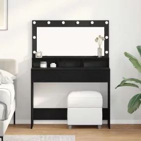 Sminkasztal polcokkal Musta tammi 100 x 41 x 135 cm Faanyag