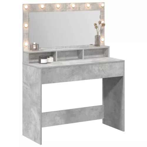 Sminkasztal polcokkal Beton szürke 100 x 41 x 135 cm Faanyag