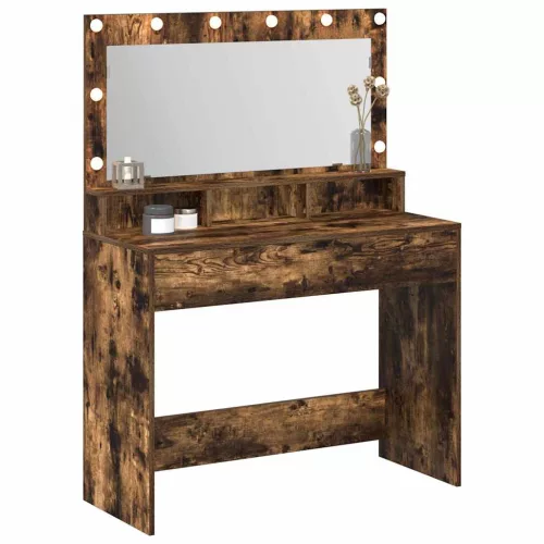Sminkasztal polcokkal Füstölt tölgy 100 x 41 x 135 cm Faanyag