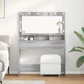   Sminkasztal polcokkal Szürke sonoma 100 x 41 x 135 cm Faanyag