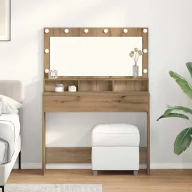   Sminkasztal polcokkal kézműves tölgy 100 x 41 x 135 cm Faanyag
