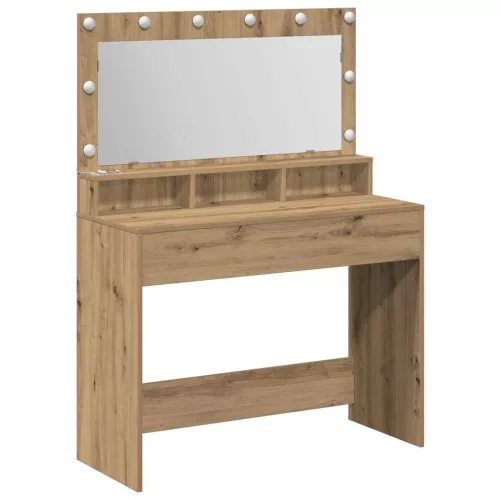 Sminkasztal polcokkal kézműves tölgy 100 x 41 x 135 cm Faanyag