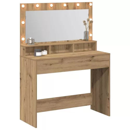 Sminkasztal polcokkal kézműves tölgy 100 x 41 x 135 cm Faanyag