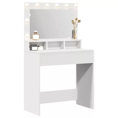 Sminkasztal polcokkal tárolóval Fehér 79 x 41 x 135 cm Faanyag