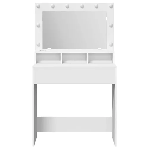 Sminkasztal polcokkal tárolóval Fehér 79 x 41 x 135 cm Faanyag