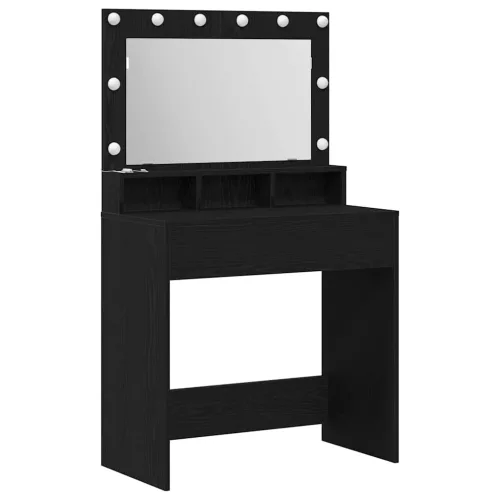 Sminkasztal polcokkal Musta tammi 79 x 41 x 135 cm Faanyag