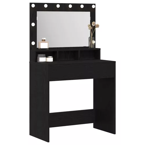 Sminkasztal polcokkal Musta tammi 79 x 41 x 135 cm Faanyag
