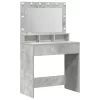 Sminkasztal polcokkal Beton szürke 79 x 41 x 135 cm Faanyag
