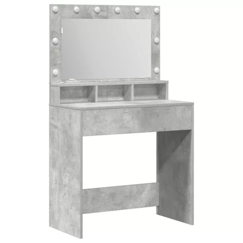 Sminkasztal polcokkal Beton szürke 79 x 41 x 135 cm Faanyag