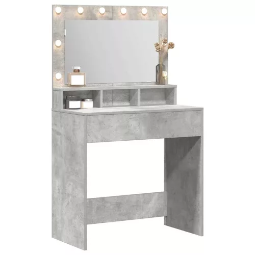 Sminkasztal polcokkal Beton szürke 79 x 41 x 135 cm Faanyag