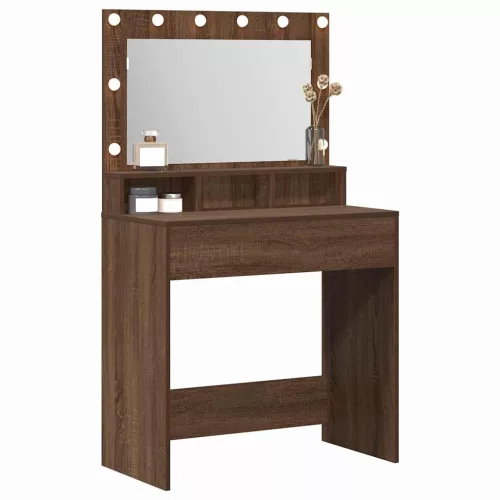 Sminkasztal polcokkal Barna Tölgy 79 x 41 x 135 cm Faanyag
