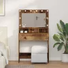 Sminkasztal polcokkal tükörrel Régi fa 79 x 41 x 135 cm Faanyag