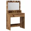 Sminkasztal polcokkal tükörrel Régi fa 79 x 41 x 135 cm Faanyag