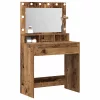 Sminkasztal polcokkal tükörrel Régi fa 79 x 41 x 135 cm Faanyag