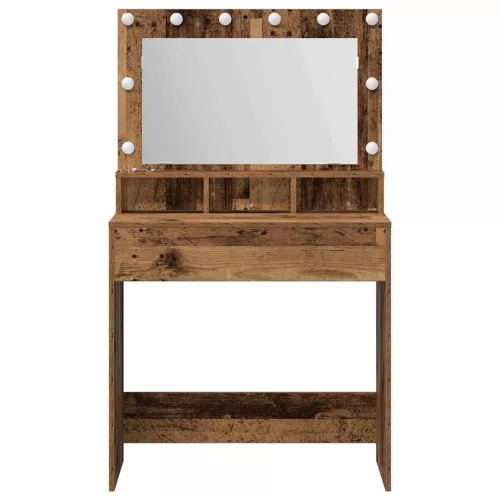 Sminkasztal polcokkal tükörrel Régi fa 79 x 41 x 135 cm Faanyag