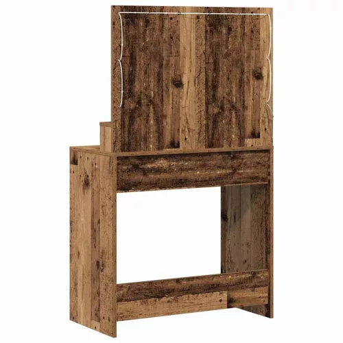 Sminkasztal polcokkal tükörrel Régi fa 79 x 41 x 135 cm Faanyag