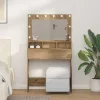 Sminkasztal polcokkal kézműves tölgy 79 x 41 x 135 cm Faanyag