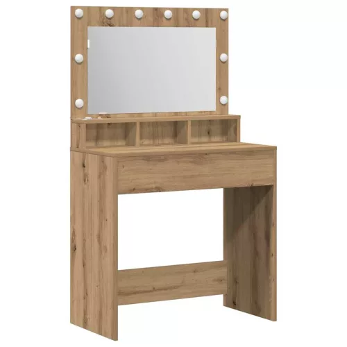 Sminkasztal polcokkal kézműves tölgy 79 x 41 x 135 cm Faanyag