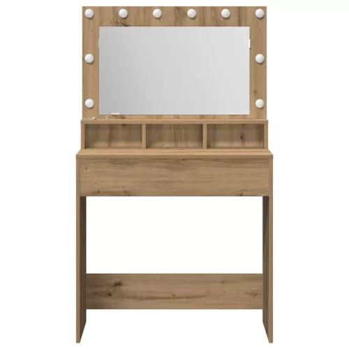 Sminkasztal polcokkal kézműves tölgy 79 x 41 x 135 cm Faanyag