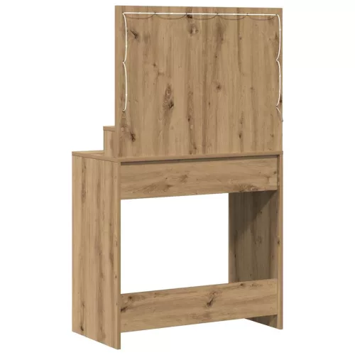 Sminkasztal polcokkal kézműves tölgy 79 x 41 x 135 cm Faanyag