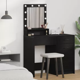 Sminkasztal polcokkal Musta tammi 50 x 41 x 135 cm Faanyag