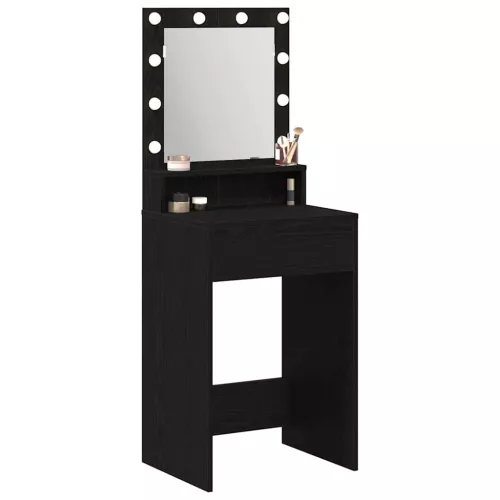 Sminkasztal polcokkal Musta tammi 50 x 41 x 135 cm Faanyag