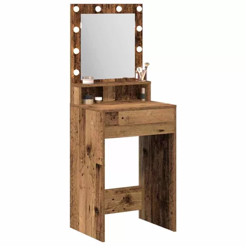 Sminkasztal polcokkal tükörrel Öreg fa 50 x 41 x 135 cm Faanyag