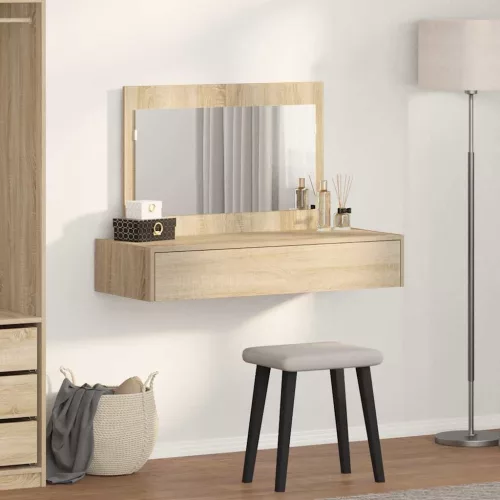 Öltözködőasztal fiókkal tükörrel Barna 100 x 40 x 70 cm Faanyag