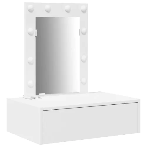 Öltözködőasztal LED -es lámpákkal Fehér 60 x 40 x 70 cm Faanyag