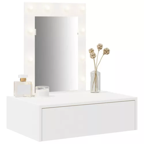 Öltözködőasztal LED -es lámpákkal Fehér 60 x 40 x 70 cm Faanyag