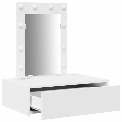Öltözködőasztal LED -es lámpákkal Fehér 60 x 40 x 70 cm Faanyag