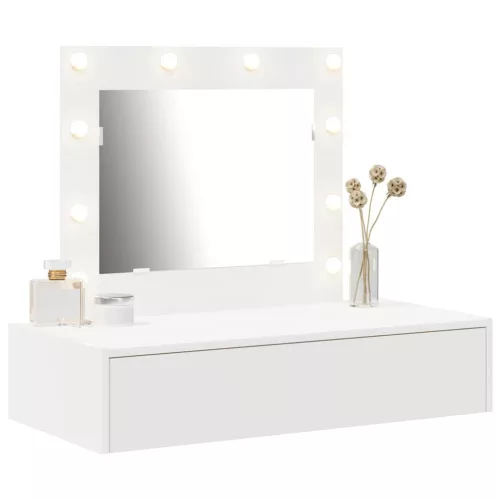 Öltözködőasztal LED -es lámpákkal Fehér 83 x 40 x 70 cm Faanyag