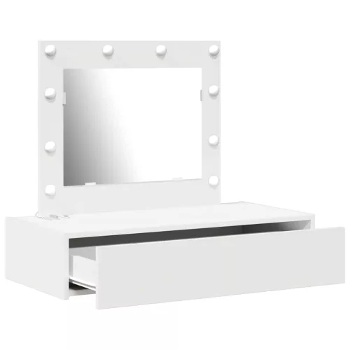 Öltözködőasztal LED -es lámpákkal Fehér 83 x 40 x 70 cm Faanyag