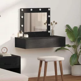   Öltözködőasztal fiókkal tükörrel Fekete 83 x 40 x 70 cm Faanyag