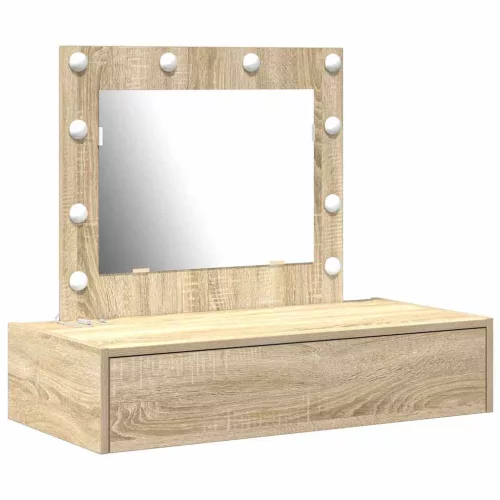 Öltözködőasztal LED -es lámpákkal Barna 83 x 40 x 70 cm Faanyag